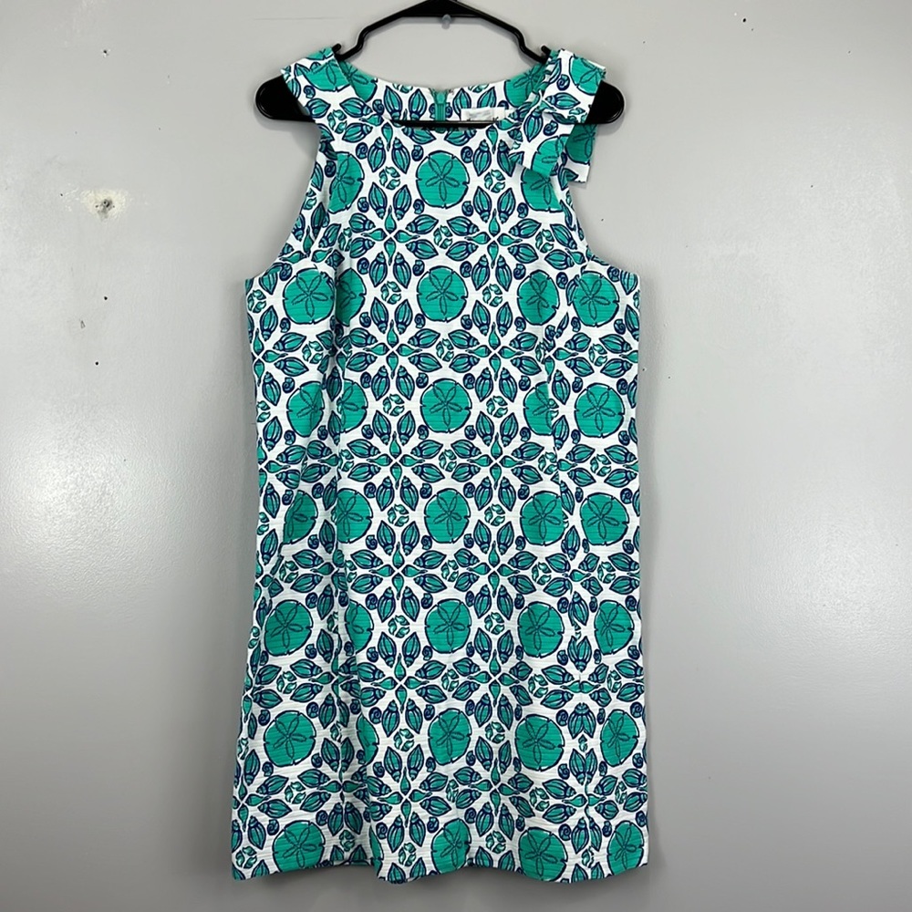 Vineyard Vines Teal & Navy Floral Mosaic Midi Dress
